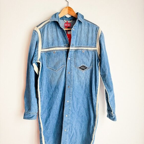 Diesel Industries Medium Wash Denim Snap Button Closure Dress M - Picture 3 of 7
